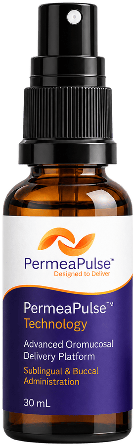 PermeaPulse amber sublingual spray bottle